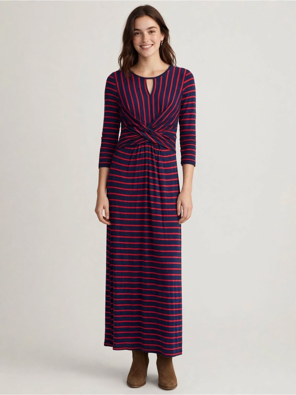 Brand new CB Established 1962 navy red stripped maxi dress L twist knot keyhole